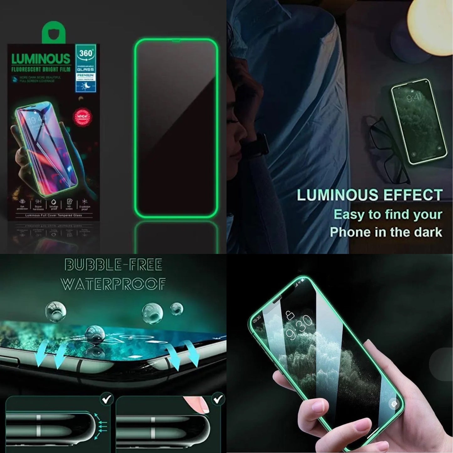 Glow in The Dark Screen Protector for iPhone, Luminous Tempered Glass