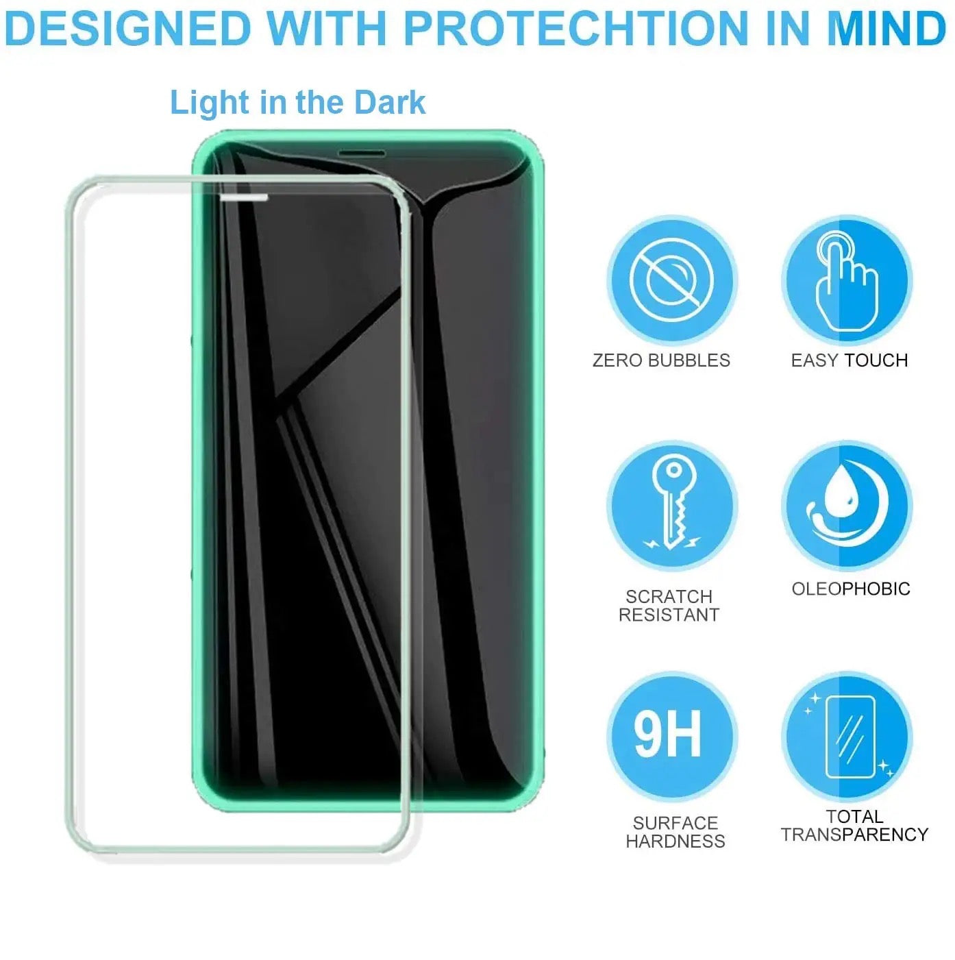 Glow in The Dark Screen Protector for iPhone, Luminous Tempered Glass