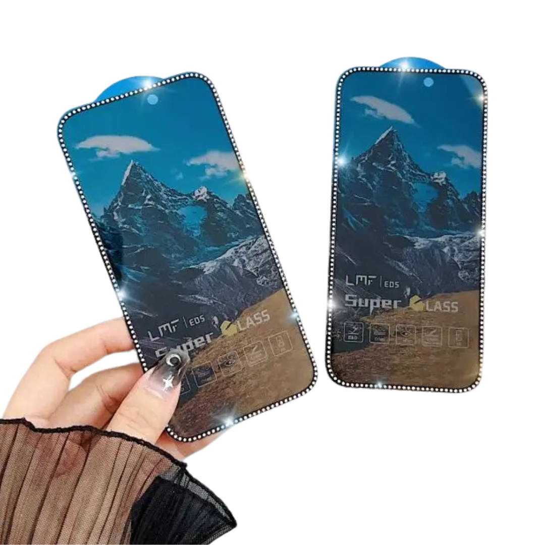 iPhone Rhinestone Screen Protector (BUY 1 GET 1 FREE) with Glow in The Dark Effect (Fashion Tempered Glass)